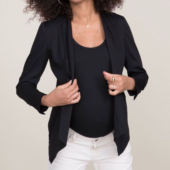 Hatch The Blazer Open Front Maternity Jacket Black Shawl Collar Sz 1 Small - Picture 11 of 13